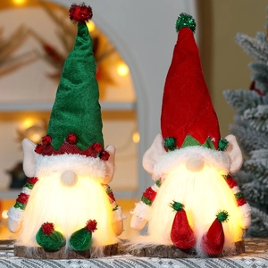 Christmas Gnome Plush Faceless Doll Glowing LED Rudolph Ornament Holiday Window Decoration Knitted Sequin Decor