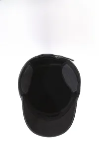 Detail of warm winter hat showing ear protection design and thick fleece lining