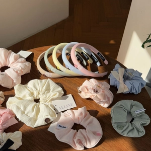 Korean Sweet Fabric Hair Accessories Lace Bowknot Headband Button Scrunchies Hair Claw Clips Elegant Floral Design For Women