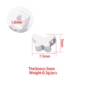 Polished butterfly stainless steel beads with 1.8mm hole for jewelry making