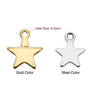 Polished stainless steel star pendants for jewelry making in gold and silver finishes