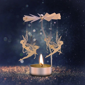 Rotary Candle Holder Metal Spinning Carousel Candlestick Romantic Heat Driven Decoration Home Table Wedding Holiday Gift