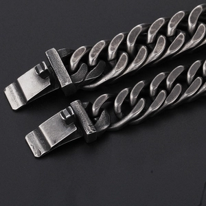 Bracelet chaîne cubaine lourde style punk vintage en acier inoxydable vieilli pour homme