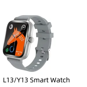 L13 Smart Watch with silicone strap and fitness tracking dial on dark grey metal case