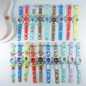 Kids Quartz Watch 3D Cartoon Silicone Strap Luminous Dial For Boys Girls Student Gift Unicorn Dinosaur Themes