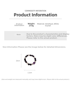 Tableau des tailles détaillé pour le bracelet en perles d'améthyste et de quartz