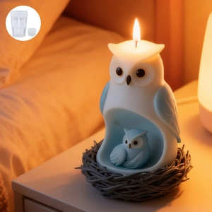 Moule en silicone 3D chouette mère et enfant pour bougies et objets en résine