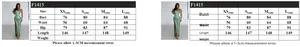 Size chart for the sequin high slit evening dress including bust, waist, and hip data