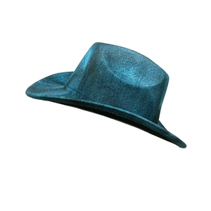 Deep lake blue wool felt cowboy hat with glitter finish for party performances