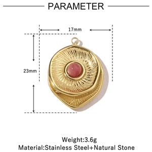 Detailed dimensions of 14k gold plated heart pendant with size and material specifications