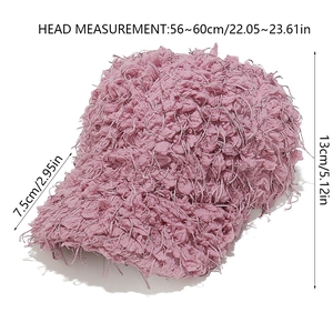 Guide des tailles détaillé pour casquette de baseball rose pelucheuse avec mesures