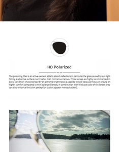 Detail showing HD Polarized lens technology for glare reduction and enhanced color clarity