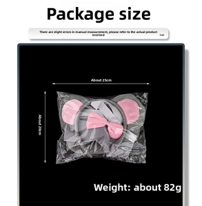 Gray and pink mouse ears headband set in packaging with 25x20cm size and 82g weight