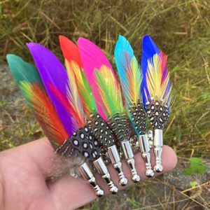 Vintage Handmade Natural Feather Brooch For Men Women Suit Lapel Stick Pin Copper Base Peacock Style Corsage Accessory