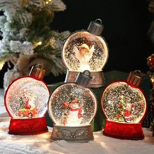 Boule À Neige De Noël À LED Ange Père Noël Globe D'eau Avec Paillettes Ornement De Bureau Décoration De Fête
