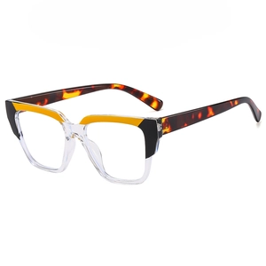Retro TR90 square anti-blue light glasses with transparent frame and tortoiseshell temples