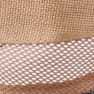 Men's mesh straw hat with dual-weave pattern for sun protection and breathability