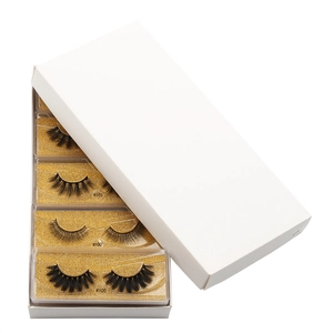 Detailed set of 3D faux mink eyelashes in labeled trays from #100 to #106