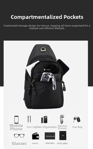 Detailed interior view of waterproof oxford chest bag with multiple storage compartments