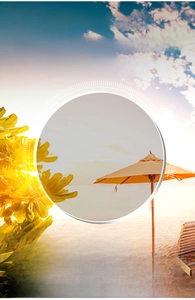 Polarized lens detail showing UV protection and glare reduction on sunny beach