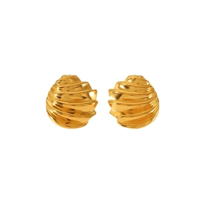 Elegant 18k gold plated stainless steel hoop earrings with spiral shell texture design