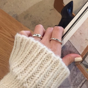Minimalist S925 sterling silver stackable rings set with smooth finish and polished texture