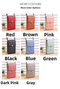 Collage of multi-colored textured leather phone bags with floral gold pendants