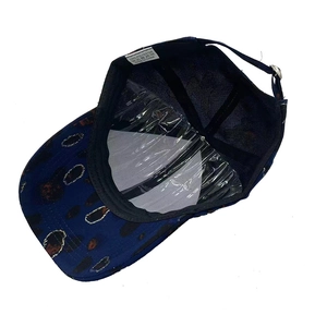 Marineblauwe baseballpet met luipaardprint, goudglitter en een verstelbare gesp