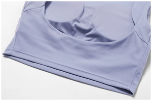 Detailed close-up of high-elastic sports bra interior with removable padded cups