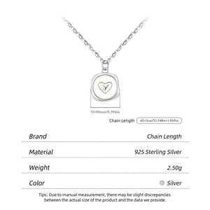Collier cœur en argent massif S925 style métal liquide avec détails des dimensions