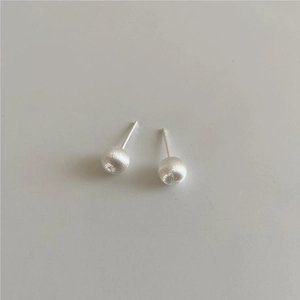 Minimalist 925 sterling silver ball stud earrings with a brushed matte finish surface