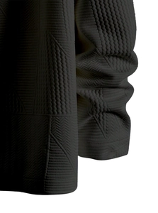 Macro detail of dark grey geometric textured jacquard fabric for casual single-breasted jacket