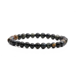 Tiger eye beaded bracelet featuring natural dark blue and black stones in a classic design