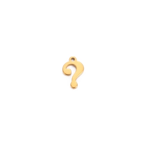Polished gold question mark pendant charm for DIY jewelry making with top connecting ring