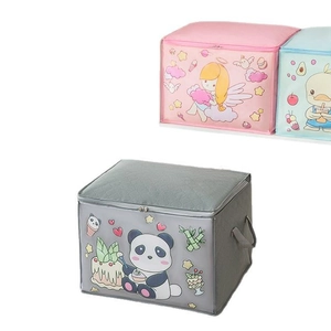 Cartoon waterproof storage bags for quilt and clothes in grey pink and blue colors