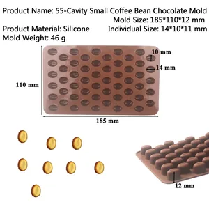 55-cavity coffee bean silicone mold for chocolate and candy baking and freezing