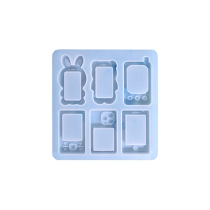 Molde de silicona con seis formas de teléfonos móviles para manualidades de resina DIY