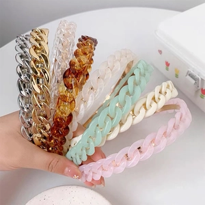 Fashion Chain Link Headband Resin Plastic Hair Hoop Elegant Hair Accessories For Women Girls Retro Style Headpiece