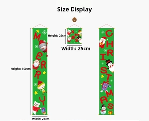 Specifiche dimensionali per striscioni natalizi 150x25cm con motivi festivi e cartoni