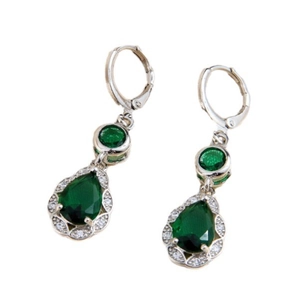 Elegant silver copper drop earrings featuring green zircon and cloud accents for women