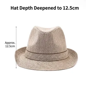 Classic linen-style Fedora beach hat with 12.5cm deep crown for sun protection