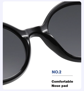 Close-up of comfortable nose pads on black oval sunglasses frame for fashion comfort