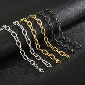 9mm stainless steel textured oval link chain necklace set in silver, gold and black