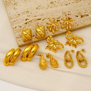 Bowknot Geometric Hoop Earrings 304 Stainless Steel 18K Gold Plated Waterproof Hypoallergenic Fashion Jewelry For Women
