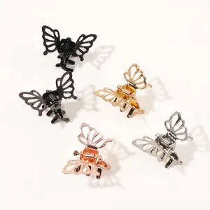 Mini Butterfly Hair Claw Clip Alloy Metal Hollow Out Vintage Small Hairpin Retro Fashion Headwear For Women Girls