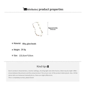 Détails du collier multicouche en perles de verre avec dimensions 131,6cm et poids de 28,9g