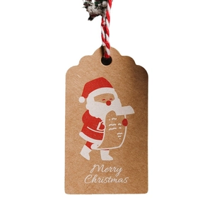 Kraft paper Christmas gift tags with Santa Claus illustration and Merry Christmas text