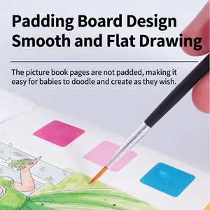 Children watercolor painting book with built-in pigments and brush for smooth coloring