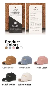 Close-up of tag details and assorted colors of plush lamb wool baseball caps