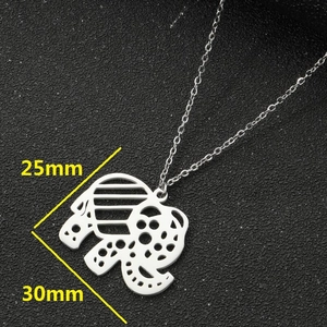 Silver stainless steel hollow elephant pendant necklace with 25mm x 30mm dimensions